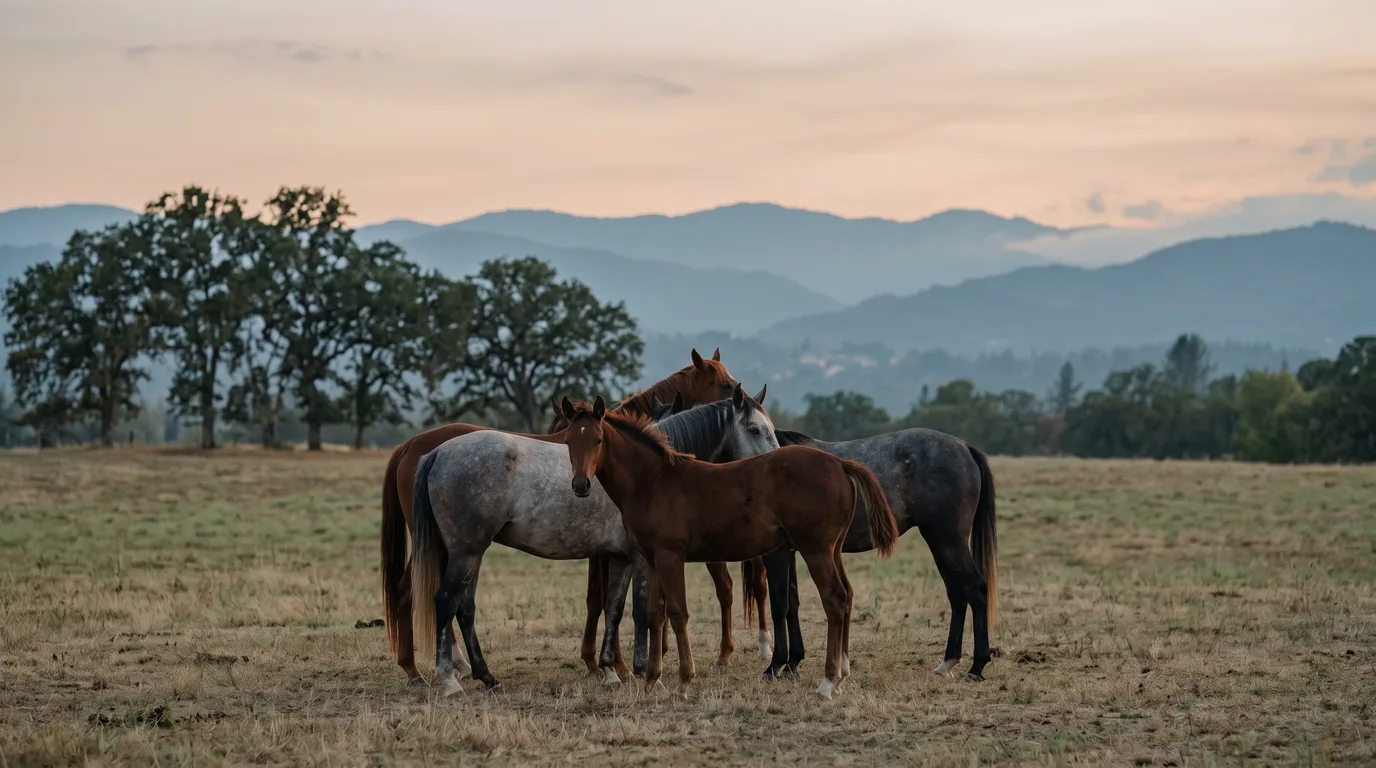 Chevaux en liberté, Domaine équestre d'Iselay, Ain